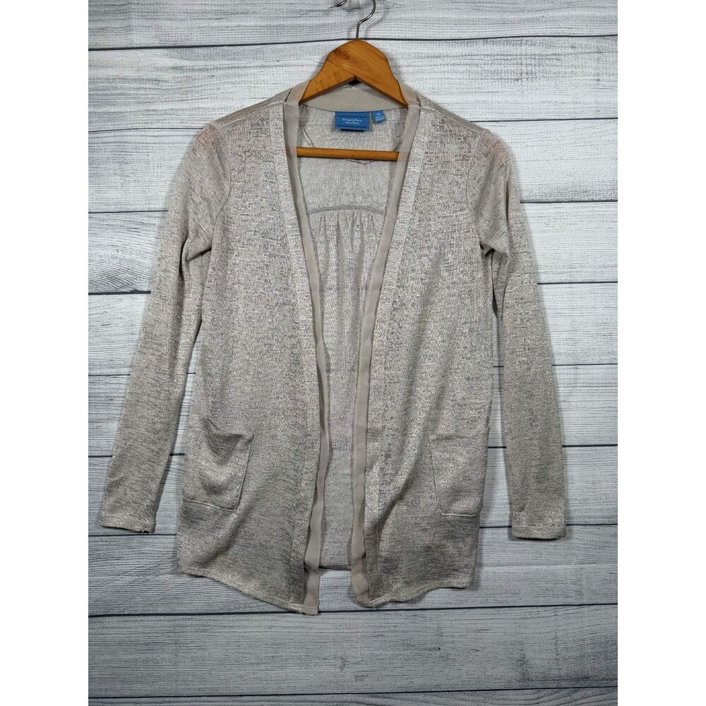 Simply Vera Vera Wang Women's XS Gray Silver Metallic Open Front Cardigan 1499